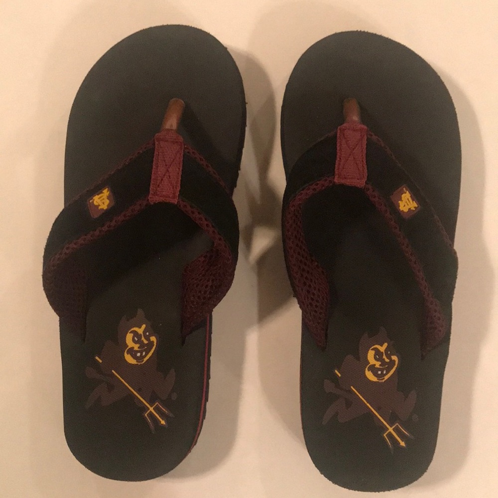 ASU Sparky Flip Flops - Size 6, Black/Maroon